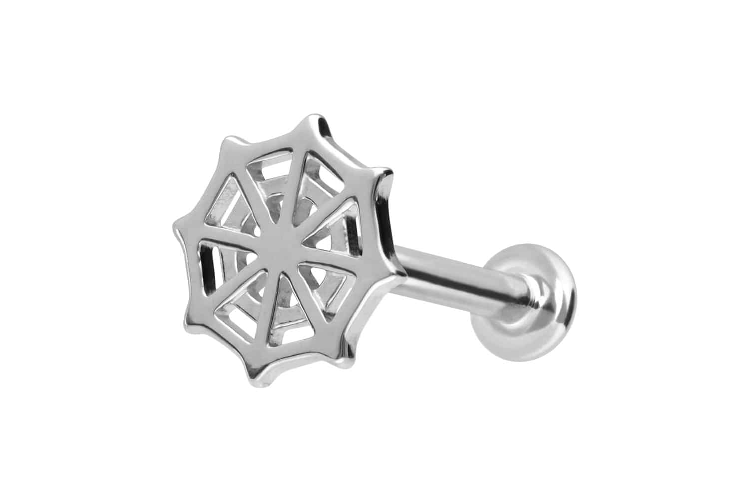 14 Karat Gold Labret Piercing mit Innengewinde SPINNENNETZ